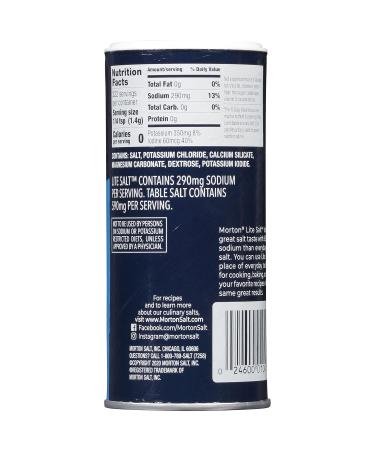 Morton Salt Lite Salt 11 oz Canister - Pack of 6 | Low Sodium Salt Option - Buy Online on GoSupps.com