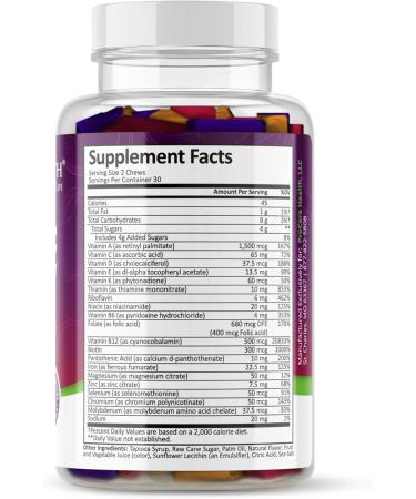 ProCare Health | Bariatric Multivitamin | Soft Chew | 22.5mg Iron | Individually Wrapped | Multi-Flavor | Cran-Grape Mango-Orange Cherry-Lime | 60 Count | 1 Month Supply - Buy Online on GoSupps.com