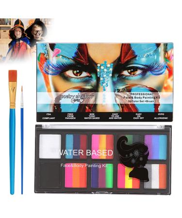 ALLWYOU Face Painting Kit 26 Colors with 2 Paint Brushes Water Based Face Paint Washable Professional Face Painting Kit Non Toxic for Party School Costume Cosplay Carnival Body Paint Rainbow Flora