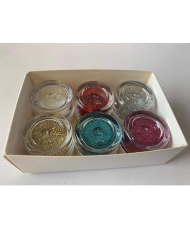 Set of 6 Holly Cupcakes Stunning Sparkly Decorating Glitters with Application Brush: Silver Gold Iridescent White Fuchsia Green & Blue - Buy Online on GoSupps.com