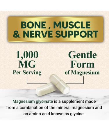 Magnesium Glycinate 1000mg - Chelated Magnesium for Bone Muscle Nerves & Heart Health Support 500mg Per Capsule for Ultra Absorption Natures Sleep Support Best Mag Supplement Pill - 120 Capsules 120 Count (Pack of 1) - Buy Online on GoSupps.com