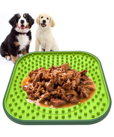 RUCACIO Licky Mats for Dogs and Cats Crate Lick Mat for Dog Anxiety Relief Dog Lick Mats Dog Slow Feeding Pad for Bathing Grooming and Training 1 Pack - Green
