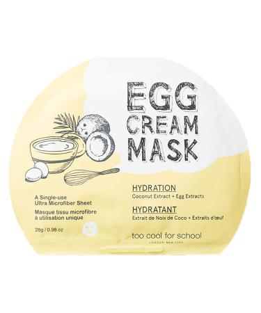 Too Cool for School Egg Cream Beauty Mask Hydration 1 Sheet (0.98 oz) 28 g