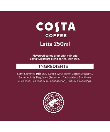 Costa Latte 4 x 250ml Ready-to-Drink Latte Coffee Pack - Buy Online on GoSupps.com