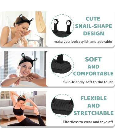 Snail Makeup Headband Cute Snail Spa Headband Soft Elastic Skincare Hair Band Snail Skincare Headband Hair Accessories For Women Girls Washing Face Shower Sports Yoga Beauty (black) - Buy Online on GoSupps.com
