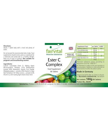 Fairvital | Complexe Ester C - 3 mois de cure - VEGAN - vitamine C avec des bioflavono des - 90 comprim s - facile dig rer - Buy Online on GoSupps.com