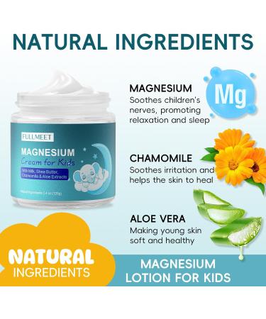 Magnesium Cream for Kids Soothes Anxiety & Relaxation with Chamomile Aloe Vera Shea Butter Magnesium Cream for Sleep Safe for Kids(4 oz) - Buy Online on GoSupps.com