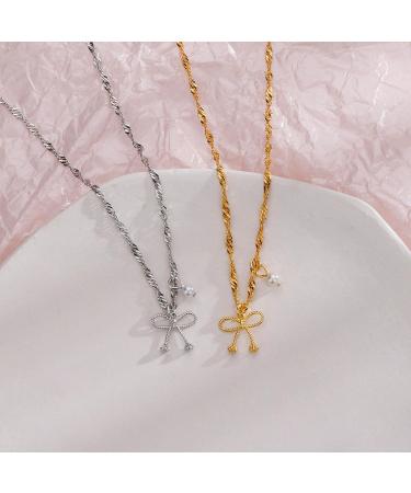 Oralgo Exquisite Hollow Bowknot Adjustable Necklace | Statement Trailer Necklace in Gold for Special Occasions - Buy Online on GoSupps.com