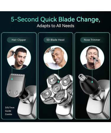 5D Head Shaver for Bald Men - Kensen Magnetic LED Display | IPX6 Waterproof Wet & Dry Head Shaver with USB-C Charge - Buy Online on GoSupps.com