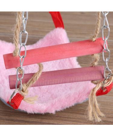 Parrot Swing Ladder Pets Birds Climbing Toy Wood Ladder Warm Hammock Cotton Rope Cage Hanging Decor for Small Animals Ferret Parrots Rat Hamster (Pink) - Buy Online on GoSupps.com