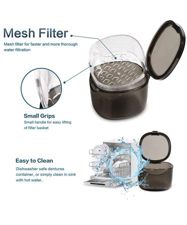 2022 Upgraded Uouovo Denture Bath Box Cup - No-Leak Case for Dentures, Retainers & Mouth Guards (Transparent Grey) - Buy Online on GoSupps.com