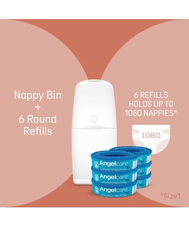 Angelcare Nappy Disposal System with 6 Refills - Convenient & Hygienic Diaper Disposal for Parents | International Shipping Available - Buy Online on GoSupps.com
