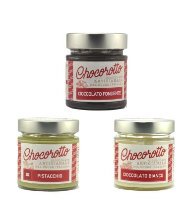 ChocoRotto 3 x Pistachio Cream White Chocolate Dark Chocolate Jar 220 G