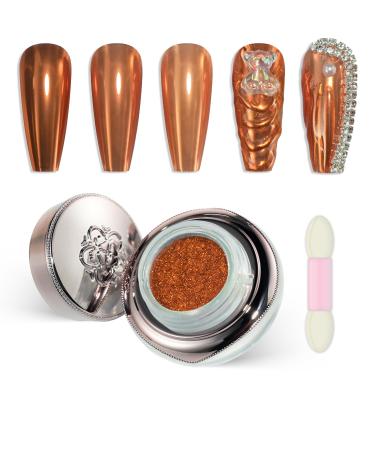 Orange Nail Chrome Powder Super Glossy Metallic Mirror Effect Nail Chrome Powder for Nails with Brush Mirror Nail Powder Metallic Nail Shimmer Powder Nail Art Decorations 01 Orange