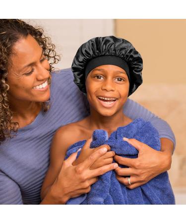 LADES Silk Satin Bonnet-3 Packs Children Satin Hair Bonnet for Curly Hair Satin Bonnet Sleep Cap for Sleeping Kids Girls Afro Black Hair Multi-colored a - Buy Online on GoSupps.com