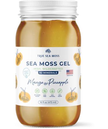 TrueSeaMoss Sea Moss Gel - Alternative Form of Sea Moss - Mango/Pineapple Sea Moss Gel - Sea Moss Gel Organic Raw - Made in the USA - Mango/Pineapple Sea Moss Gel 473 ml (16 Fl Oz)