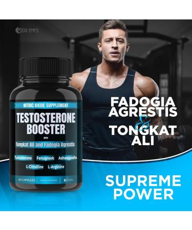 Dr. Emy's Testosterone Booster - 2 Pack Tongkat Ali & Fadogia Agrestis Nitric Oxide & Ashwagandha Supplement for Men - L Arginine Citrulline Fenugreek & Turkesterone (120 Capsules - Buy Online on GoSupps.com