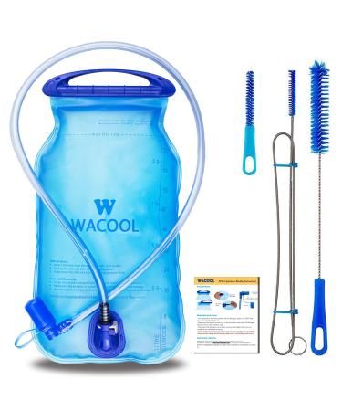 WACOOL 2L 2Liter 70oz 3L 3Liter 100oz BPA Free PEVA Hydration Pack Bladder Leakproof Water Reservoir Blue With Cleaning Kit 2 Liter