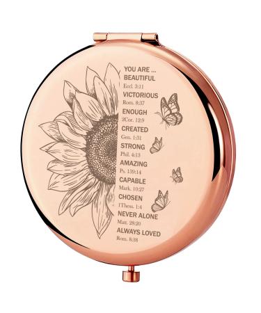 GAOLZIUY Inspirational Gifts Compact Mirror for Women  Christian Gifts for Women Mini Mirror  Appreciation Gifts  Christmas Religious Gifts Birthday Gifts for Women/Wife/Mom/Friend/Grandma/Sister Rose Gold-inspirational-...