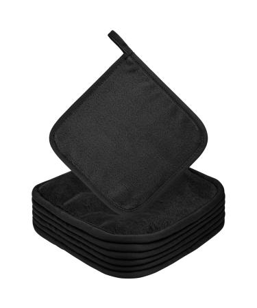 URAQT 6 Pack Face Cloths Make Up Remover 7.87 * 7.87in Soft Microfibre Face Wipes for Reusable Makeup Remover Cloth Washable Ultra Soft Facial Cleansing Wipe Cloths (Black) 6 Pcs-Black