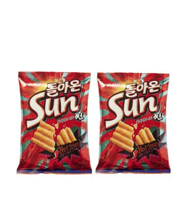 ORION SUNCHIP CORNCHIP BASED Garlic Baguette / Hot & Spicy (135G) Big Size Korean Chip (Sweet & Spicy, Pack of 2) Sweet & Spicy Pack of 2