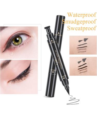 Winged Eyeliner Stamp TEOYALL Wing Long Lasting Liquid Eye liner Pen Waterproof Smudgeproof and Sweatproof 2 Pack Dual Ended Pencil (Thick&Thin) - Buy Online on GoSupps.com