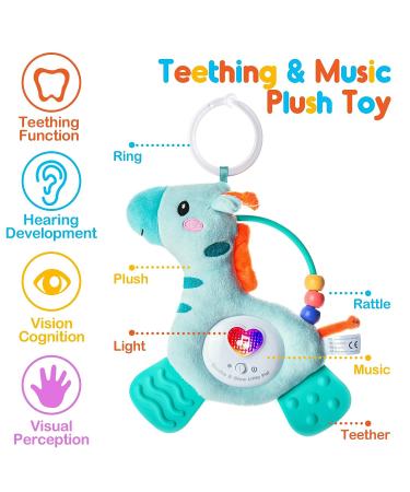 Musical Baby Teething Toy | Soft Light | BPA-Free | Washable Plush Infant Toy for Babies 0-12 Months | Sensory Toy | Perfect Baby Gifts - Giraffe - Buy Online on GoSupps.com