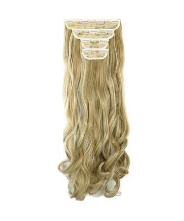 Dodoing Clip-In Hair Extensions - 4 Pieces 11 Clips Curled & Thick Ash Blonde Mix - 61 cm Double Brawl for Women | Shop Now! - Buy Online on GoSupps.com