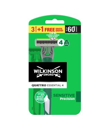 Wilkinson Sword Quattro Essential 4 Sensitive Disposable Razors for Men 3+1 - Buy Online on GoSupps.com