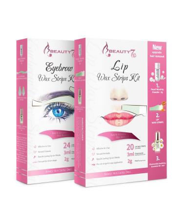 Beauty7 Wax stripes Wax Strips Cold Wax Call Wax eyebrows & upper lips Wax stripes Women Face hairening Cold wax strips depilatory strips with pearl powder and chamomile oil