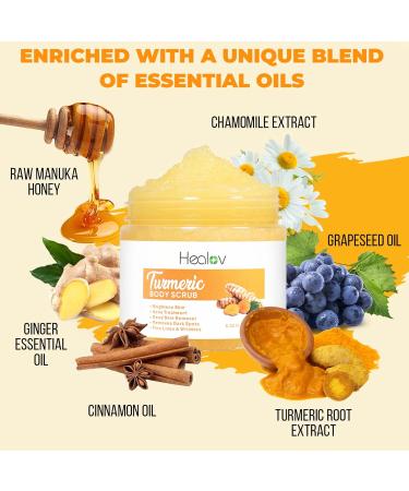 Turmeric Body Scrub - All-Natural Skin Brightening Exfoliator for Face & Body - Boost Circulation & Improve Discoloration - Buy Online on GoSupps.com