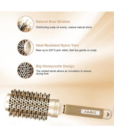 AIMIKE Nano Ceramic Ionic Round Brush 1.7'' | Medium Barrel with Boar Bristles for Blow Drying, Styling, Curling | Increase Hair Shine | Includes 4 Hair Clips - Buy Online on GoSupps.com