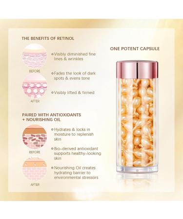 Retinol Serum - 90Capsules - Anti-Aging Retinol Serum for Face - Retinol Face Oil - Dark Spot Correcting Glow Serum - Hydrating Serum - Overnight Skin Care Serum for Anti-Wrinkle Daily Line Smoothing - Buy Online on GoSupps.com