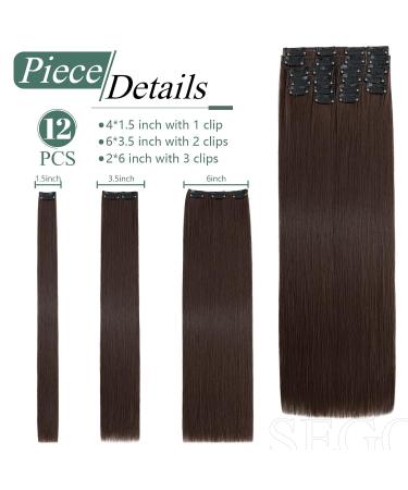 SEGO 12 PCs Clip-In Hair Extensions | Real Hair 180g 55cm Medium Brown - Smooth & Affordable Full Head Solution - Buy Online on GoSupps.com