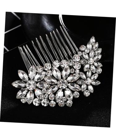 Ipetboom Bridal Headdress Hair Comb Silver Headpiece Bride Insert Comb Wedding Headpiece for Bride Empty Metal Pans for Makeup Silicone Ear Covers Tiara Miss Rhinestones Hair up - Buy Online on GoSupps.com