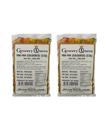 One Stop Dealers Far Far (Fryums) (200 Gram) - A Flaky Crispy And A Bit Sweet And Salty In Taste Vibrant Snacks Either Eaten As A Snacks Or Served To Accompany A Meal (Colored Car Pack of 2)