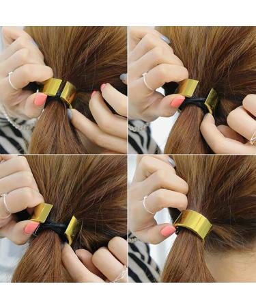 Gothic Punk Metal Hair Ties for Women and Girls - Elastic Hair Clips Ponytail Cuff Headwear in Gold - Buy Online on GoSupps.com