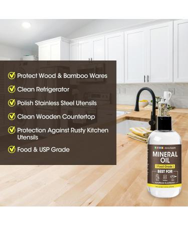AZEN 16oz Food Grade Mineral Oil for Cutting Boards - Protect & Restore Wood with Brush - Buy Online on GoSupps.com