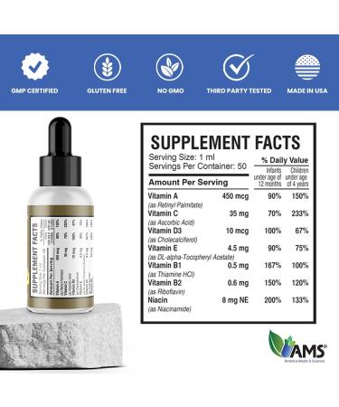 America Medic & Science PediaWell Multi (50 mL) | Baby Vitamin Supplement with Vitamin C | Enhanced Immune Support for Kids | Toddler Multivitamin Drops for Boosting Physical and Mental Growth Multi Natural Raspberry - Buy Online on GoSupps.com