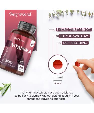 Vitamin A 10,000IU - 1 Year Supply (365 Vegan Tablets) - Bioavailable Retinyl Acetate for Eye & Skin | Made in UK - Buy Online on GoSupps.com