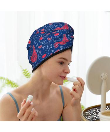 Hair Towel Wrap with Button - Quickly Dry Your Hair with Cute Chicken & Rooster Design | Turban Head Towel - Buy Online on GoSupps.com
