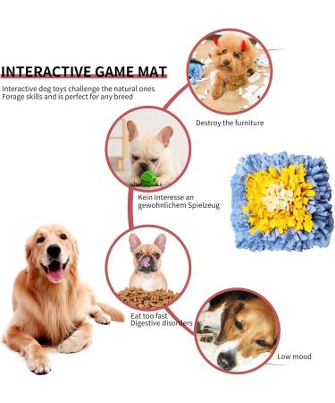 Ieuumler Pet Training Snuffle Mat - 45x45 cm Blue & Yellow Slow Feeding Puzzle Toy for Dogs - Buy Online on GoSupps.com