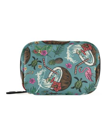 Coconut and Surfing Summer Pattern Pill Case Bag with Zipper Weekly Pill Organizer Pill Box Bag Organizer for Travel Business Hotel Family Camping Home Storage