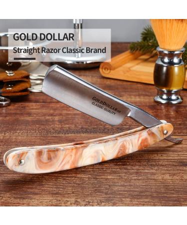 Gold Dollar Straight Razor Shaving Kit - Retro Acrylic Handle for Men & Barbers - Ready to Use No Stabilizer Required - Buy Online on GoSupps.com