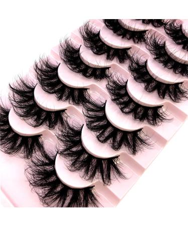 AMSDCN Eyelashes Natural Faux Mink Lashes Cat Eye 6D Fluffy Eyelash Dramatic Volume Faux Mink Lashes 7 Pairs Pack (FC-2)