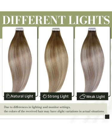 Runature Tape Extensions - Real Hair Balayage Brown Blonde | 30cm Invisible Hair Tapes 20g #3/8/22 - Buy Online on GoSupps.com