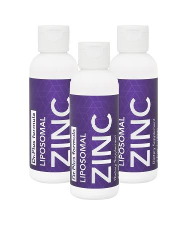 Set of 3 Liposomal Zinc Liquid 15 mg 4 fl Oz High Absorption Support Healthy Immune Function for Men Women & Kids Skin Care Supplement Fruity Flavor Non-GMO Sugar-Free 180 Servings