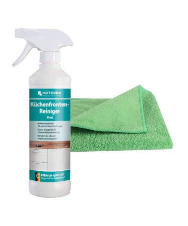 HOTREGA kitchen front cleaner matt 500 ml kitchen cleaner degreaser streak-free (500ml incl. microfibre cloth)