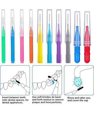 100-Piece Interdental Brush Set - Bright Colors Tooth Flossing Tools for Dental Hygiene | Toothpick Cleaners for Mouth Care - Buy Online on GoSupps.com