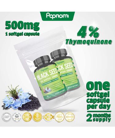 Organic Black Seed Oil Capsules 500mg - 2 Packs, 4 Months Supply | 4% Thymoquinone, Vitamin E & Omega 3 6 9 | Immune System & Joint Health Support - Buy Online on GoSupps.com
